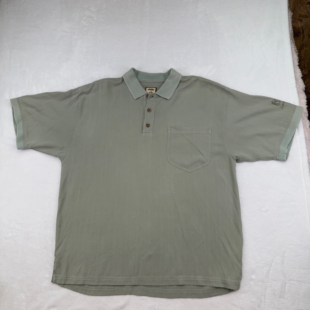 Tommy Bahama 100% Silk TPC Sawgrass Golf  Polo Shirt Men's Large Short Sleeve